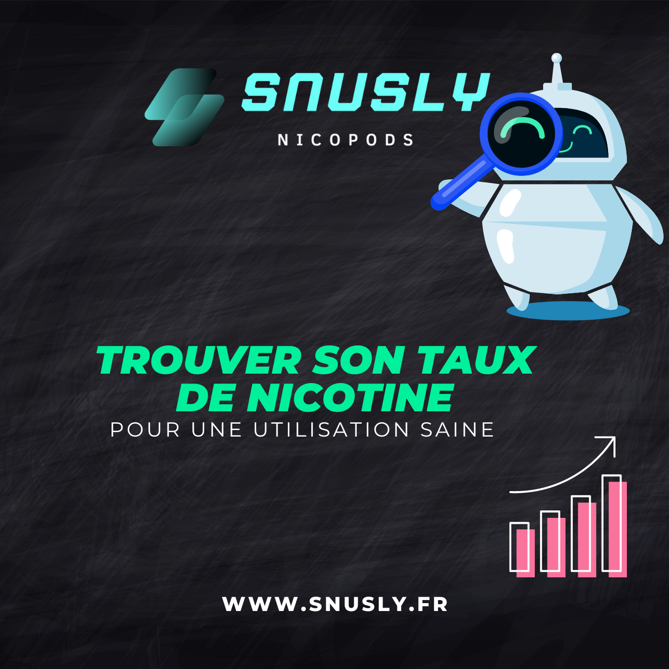 trouver son taux de nicotine, animation de robot qui inspecte pour rappeler l'idée de trouver son taux idéal